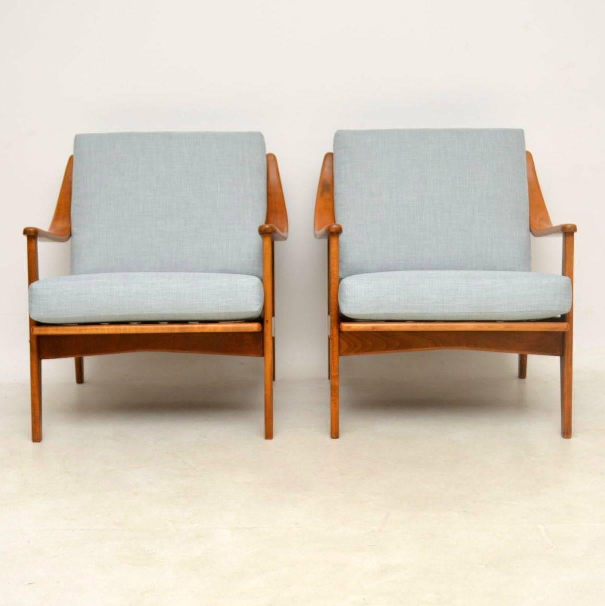 Mid-Century Modern 1960s Pair of Danish Vintage Armchairs