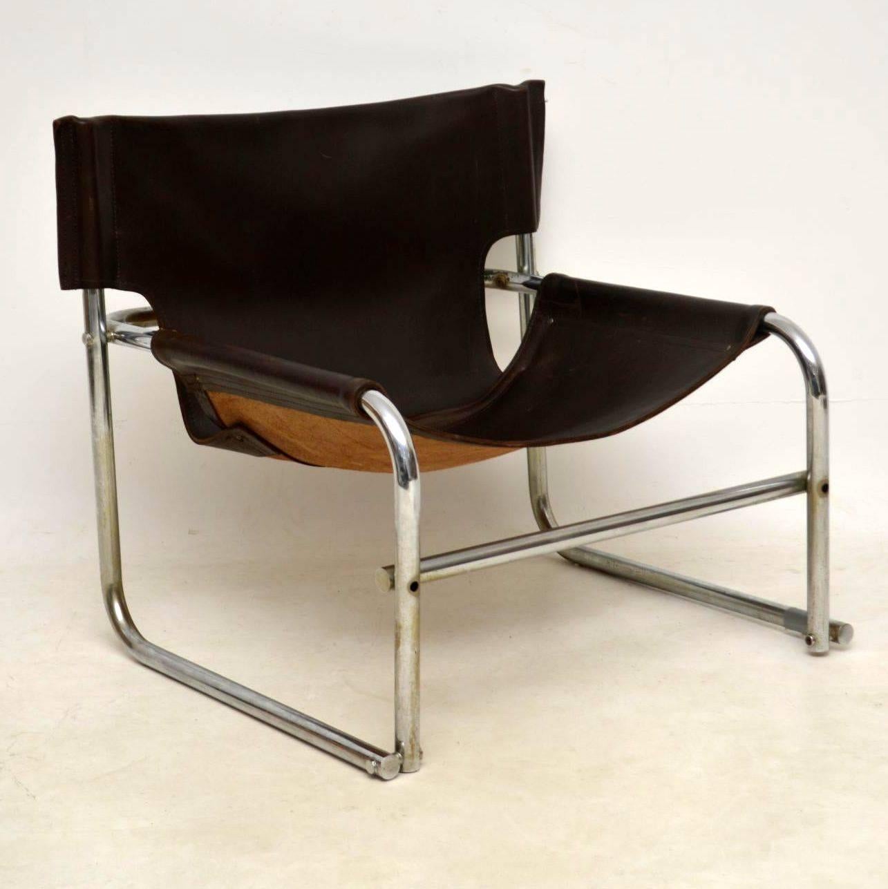 Mid-20th Century 1960s Steel and Leather Pair of Armchairs, T1 by Rodney Kinsman for OMK