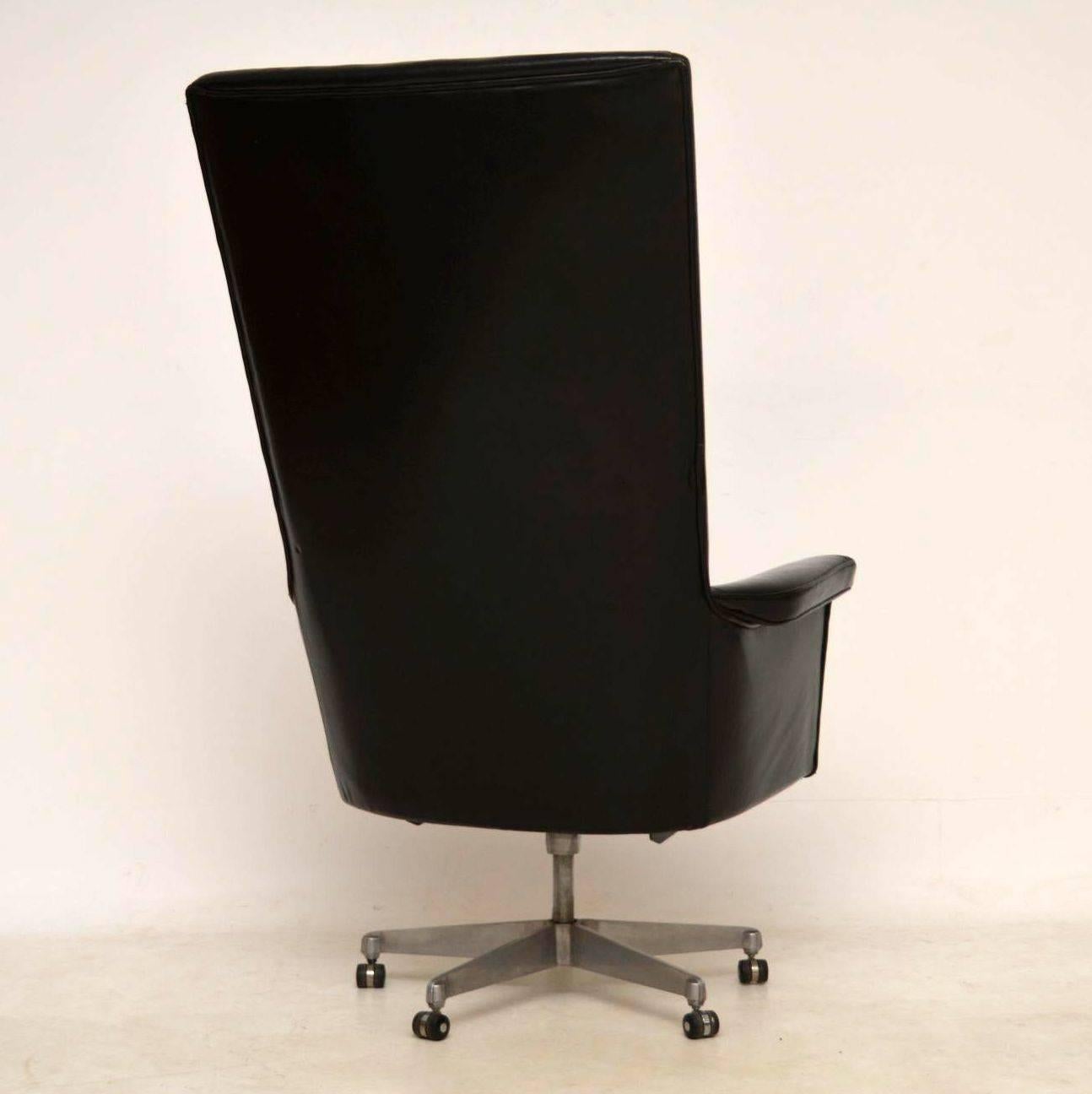 1960s Vintage Leather Swivel Desk Chair by John Home for Howard Keith 3