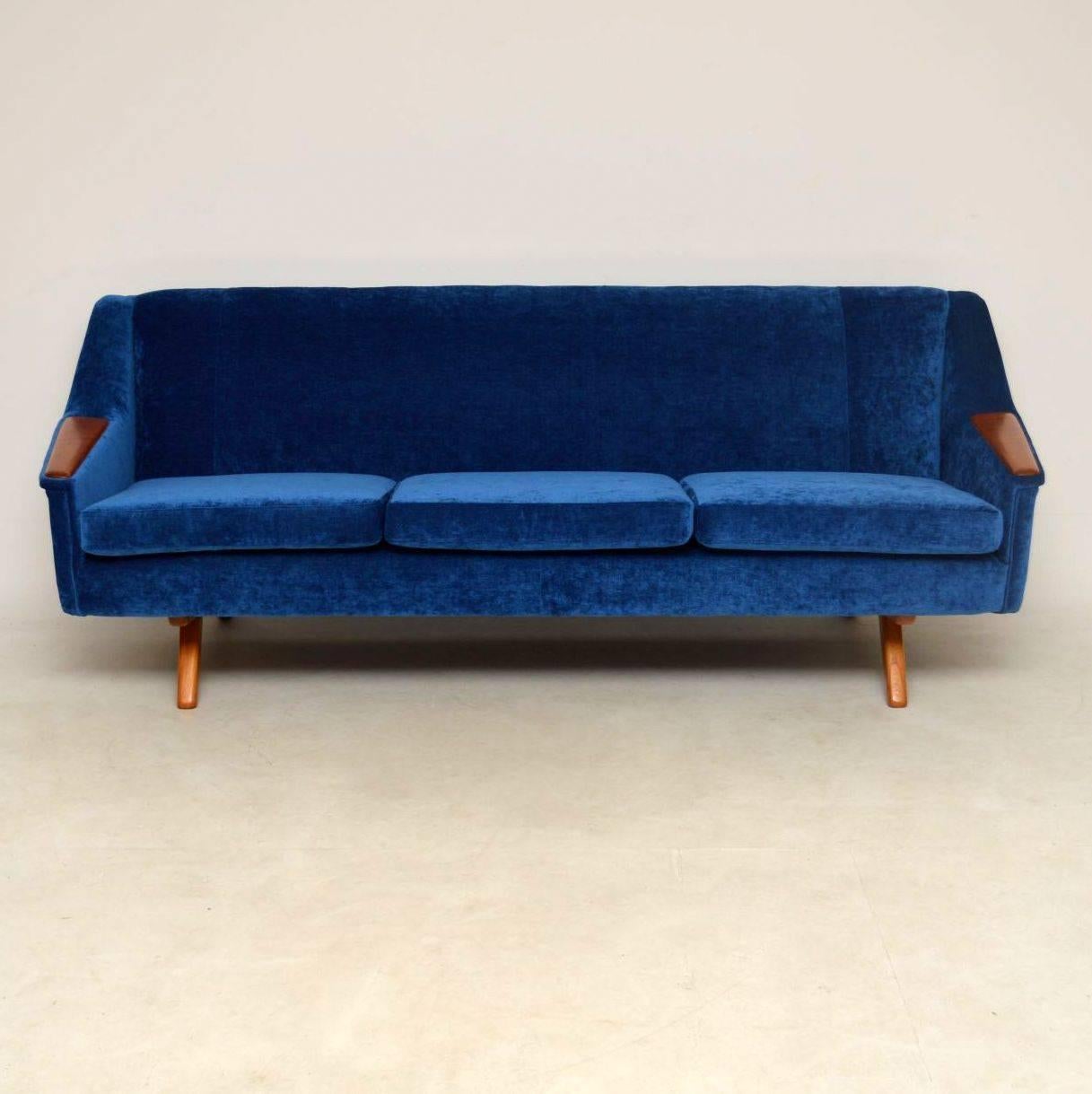 A magnificent and extremely comfortable vintage sofa, this was made in Norway during the 1960s by Westnofa. It is an extremely rare variation of a design by Illum Wikkelsø. Westnofa probably acquired the rights for a short production line and