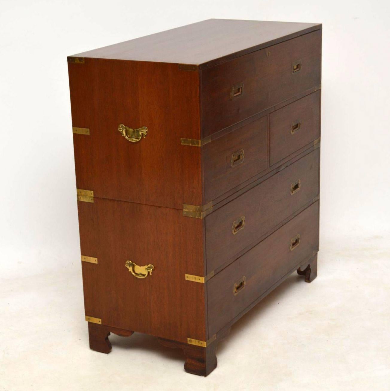 English Antique Mahogany Campaign Secretaire Chest of Drawers