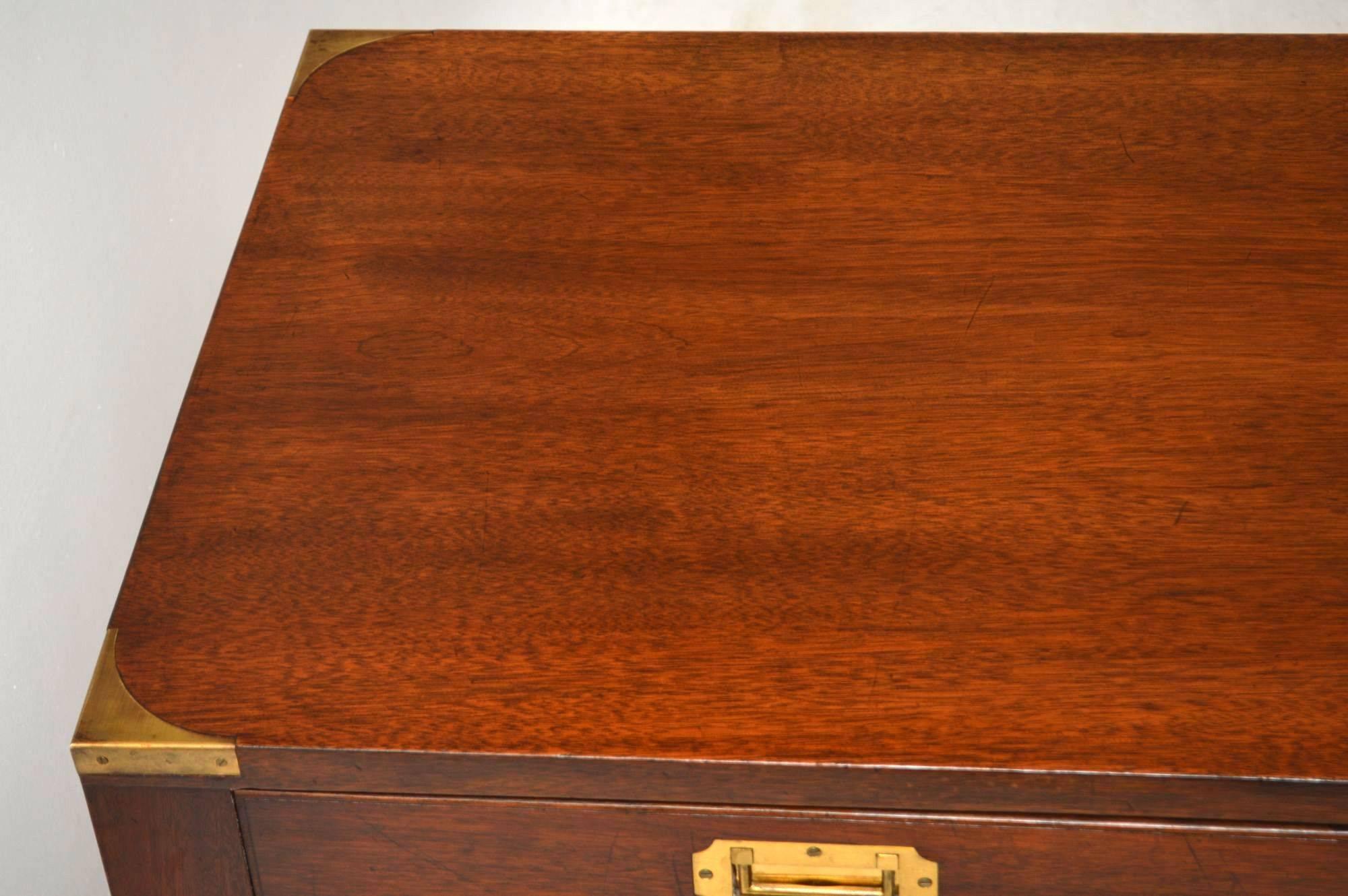 Antique Mahogany Campaign Secretaire Chest of Drawers 3
