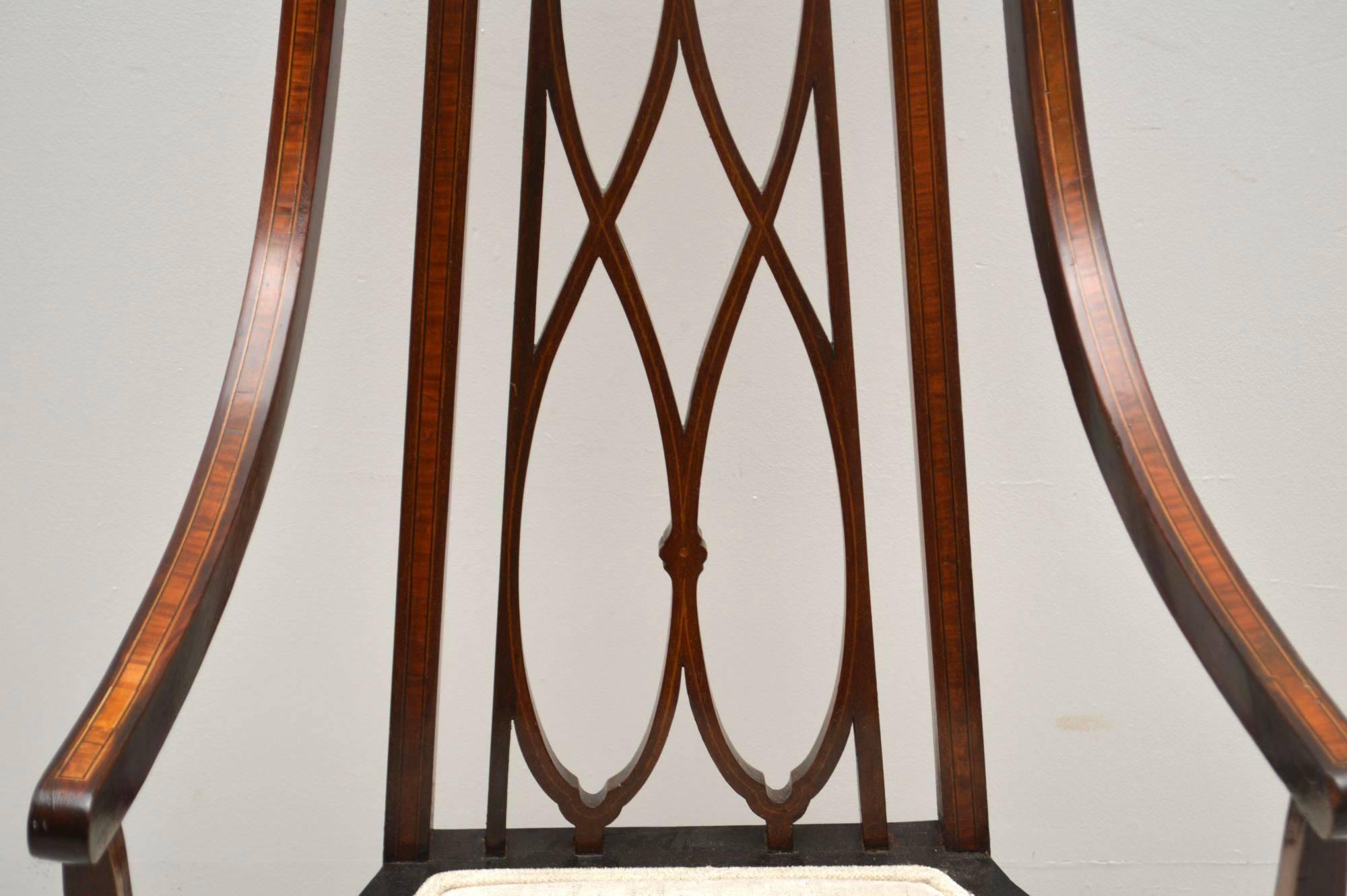 Antique Edwardian Inlaid Mahogany Armchair 1