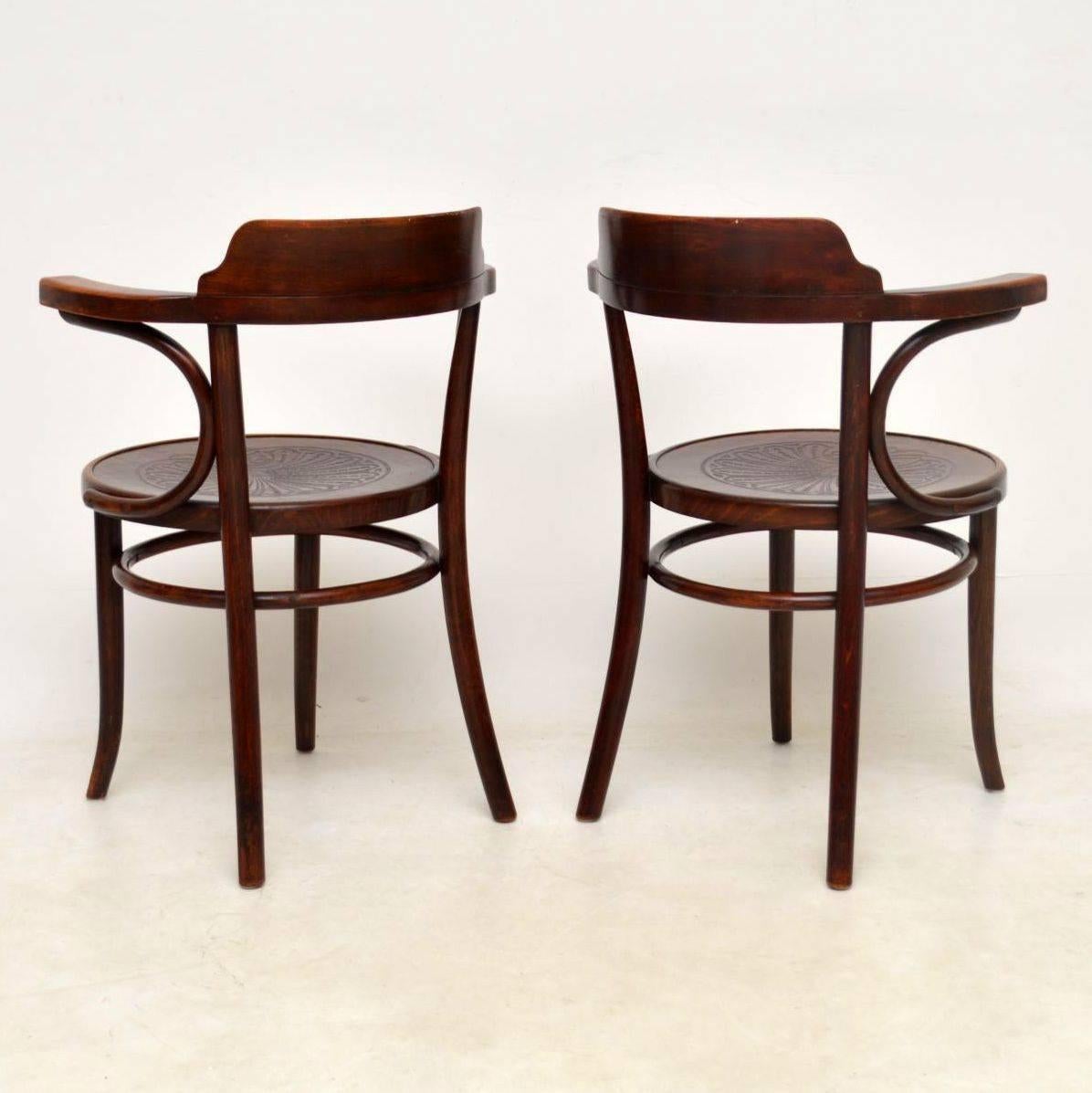 Edwardian Pair of Antique Bentwood Thonet Armchairs