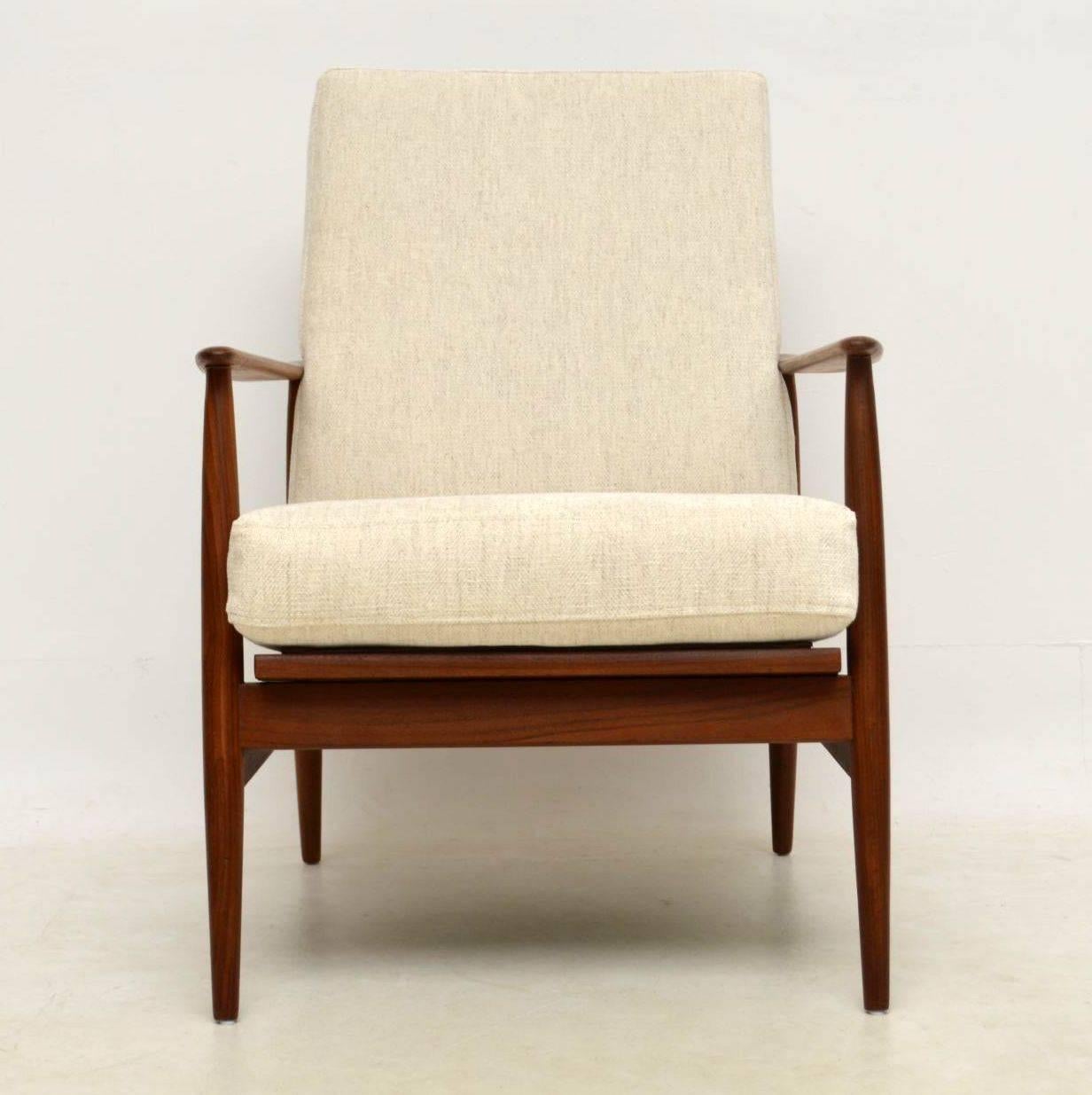 Fabric 1960s Pair of Vintage Walnut Armchairs