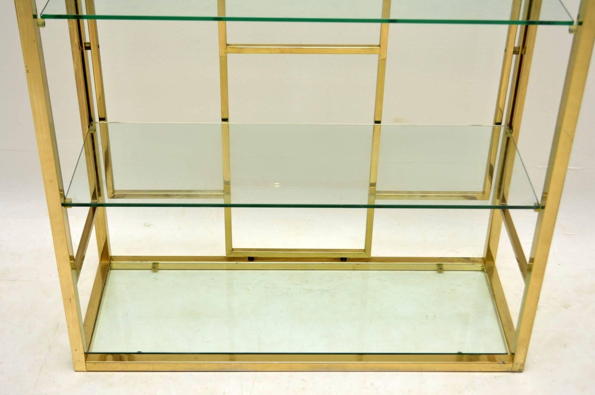 1970s Vintage Italian Brass Bookcase or Display Cabinet 3
