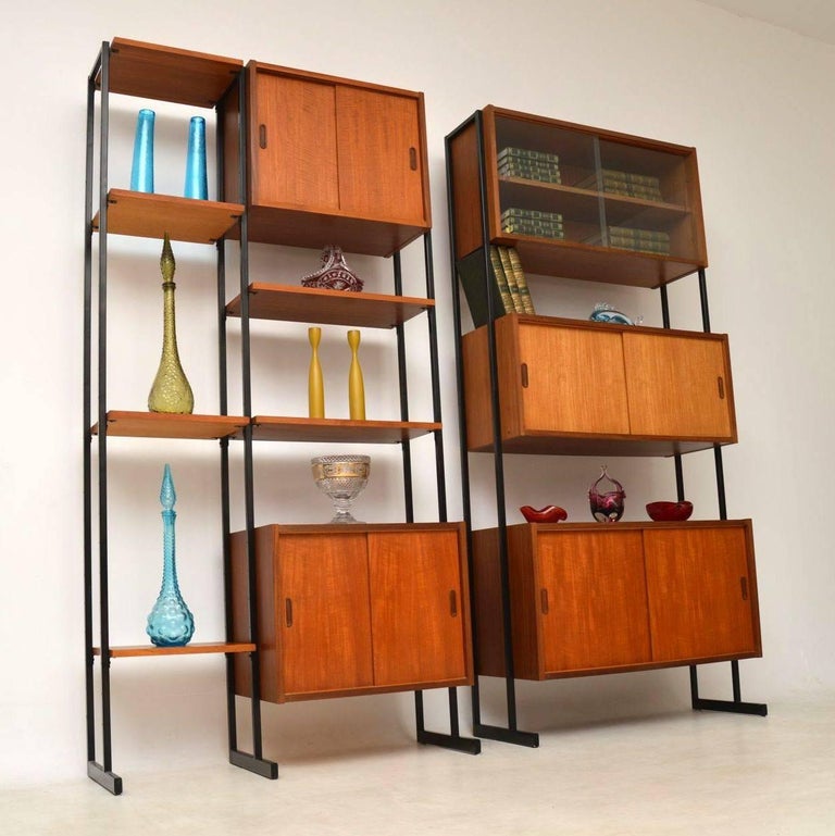 1960s Vintage Pair Of Teak Wall Units Room Divider Cabinets At 1stdibs Mid Century Modern 1960s Vintage Pair Of Teak Wall Units Room Divider Cabinets For