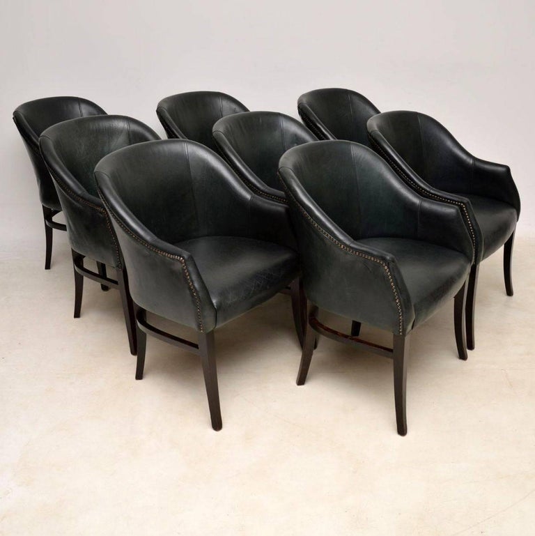 1960s Set Of Eight Vintage Leather Dining Chairs At 1stdibs A Beautiful Set Of Eight Vintage Leather Tub Dining Chairs These Date From Around The