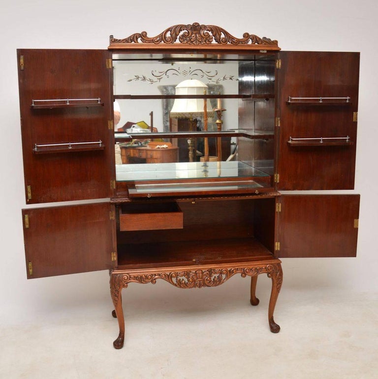 Antique Burr Walnut Cocktail Cabinet For Sale At 1stdibs Very impressive antique Queen Anne style burr walnut drinks cabinet dating to circa 1920s period. - Antique Burr Walnut Cocktail Cabinet For Sale At 1stdibs