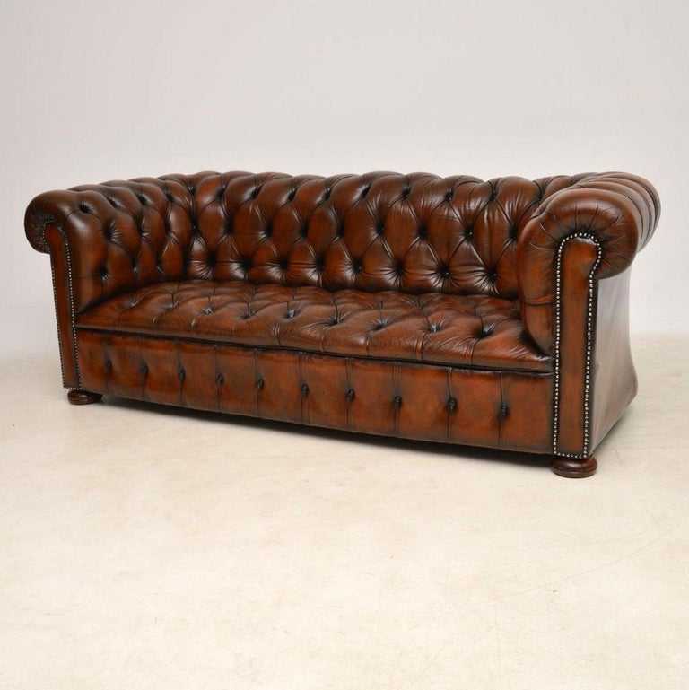Antique Deep Oned Leather Chesterfield Sofa At 1stdibs Edwardian Antique Deep Oned Leather Chesterfield Sofa For