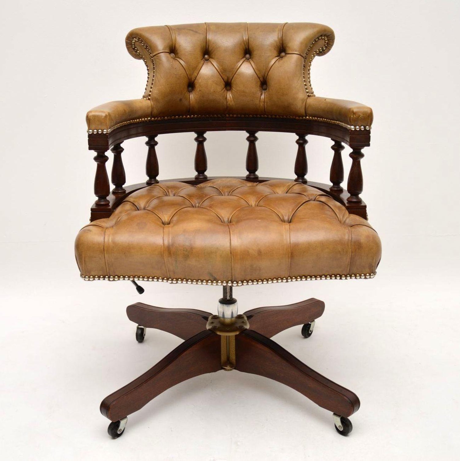 Antique Leather And Gany Swivel Desk Chair For At 1stdibs