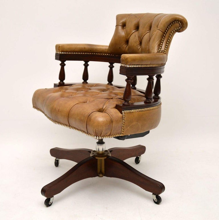 Antique Leather And Mahogany Swivel Desk Chair For Sale At 1stdibs Victorian Antique Leather and Mahogany Swivel Desk Chair For Sale - Antique Leather And Mahogany Swivel Desk Chair For Sale At 1stdibs