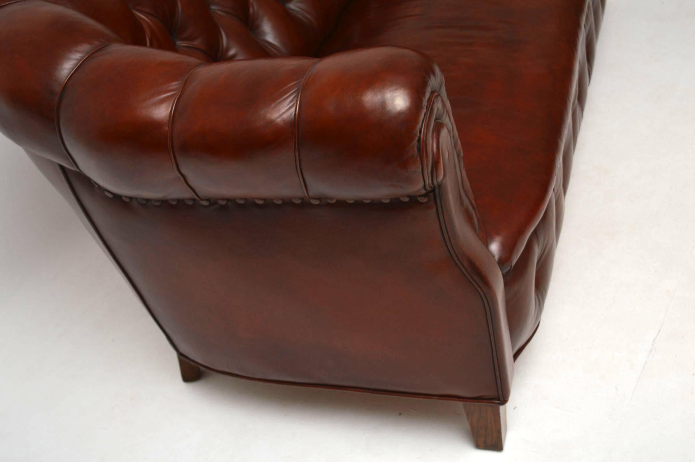 Early 20th Century Antique Swedish Leather Chesterfield Sofa