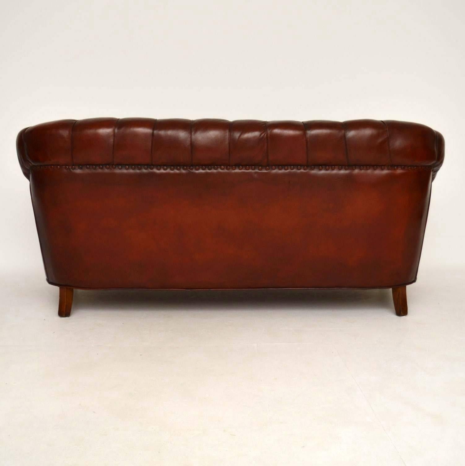 Antique Swedish Leather Chesterfield Sofa 5