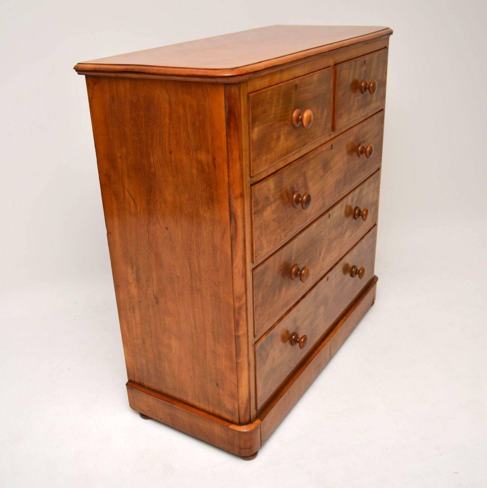 Satinwood Large Antique Victorian Satin Birch Chest of Drawers