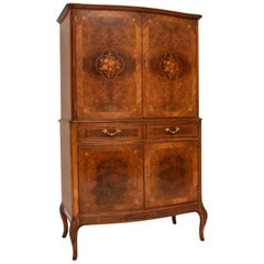 Vintage French Burr Walnut and Marquetry Cocktail Cabinet