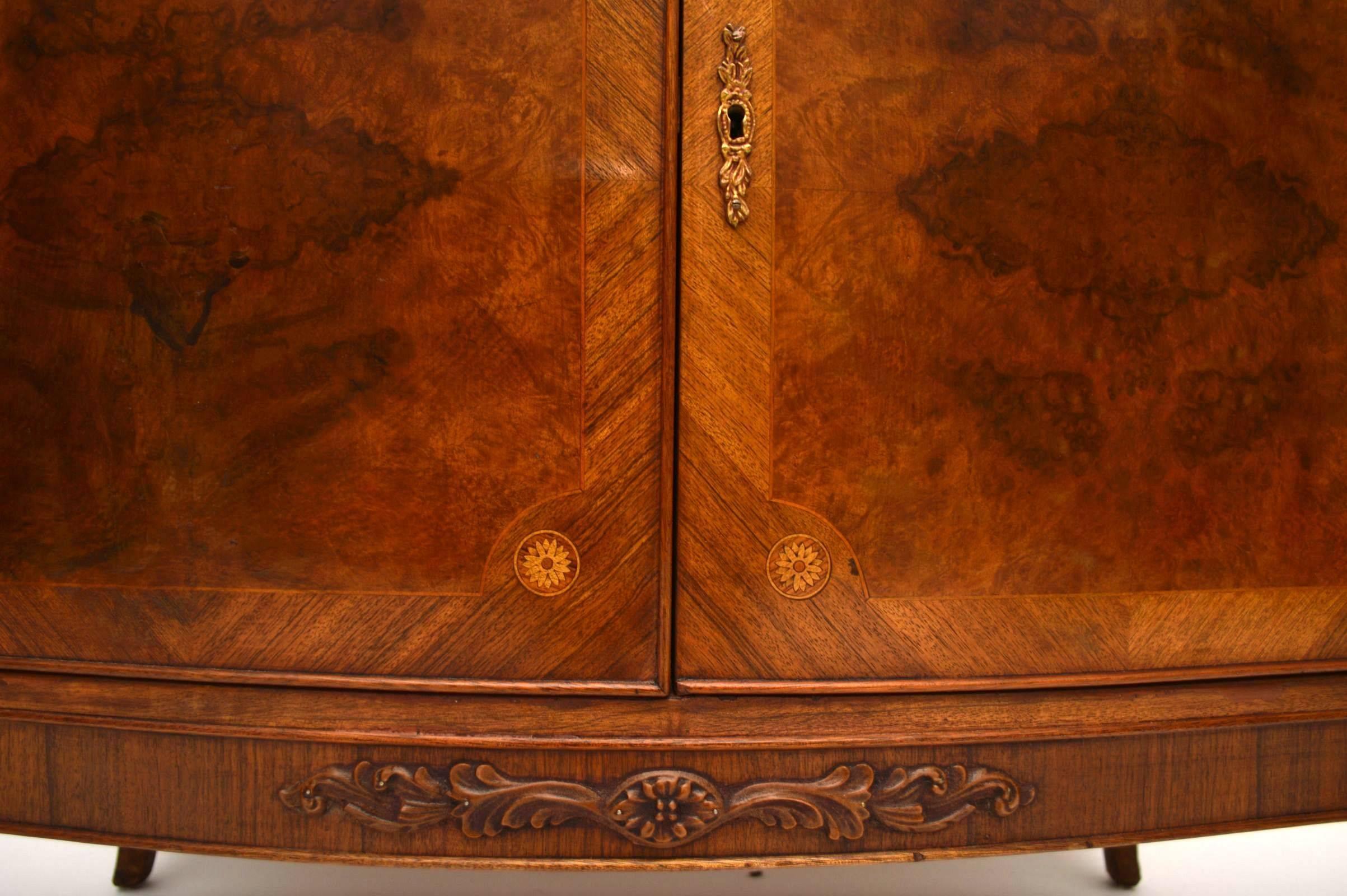 Antique French Burr Walnut and Marquetry Cocktail Cabinet 2