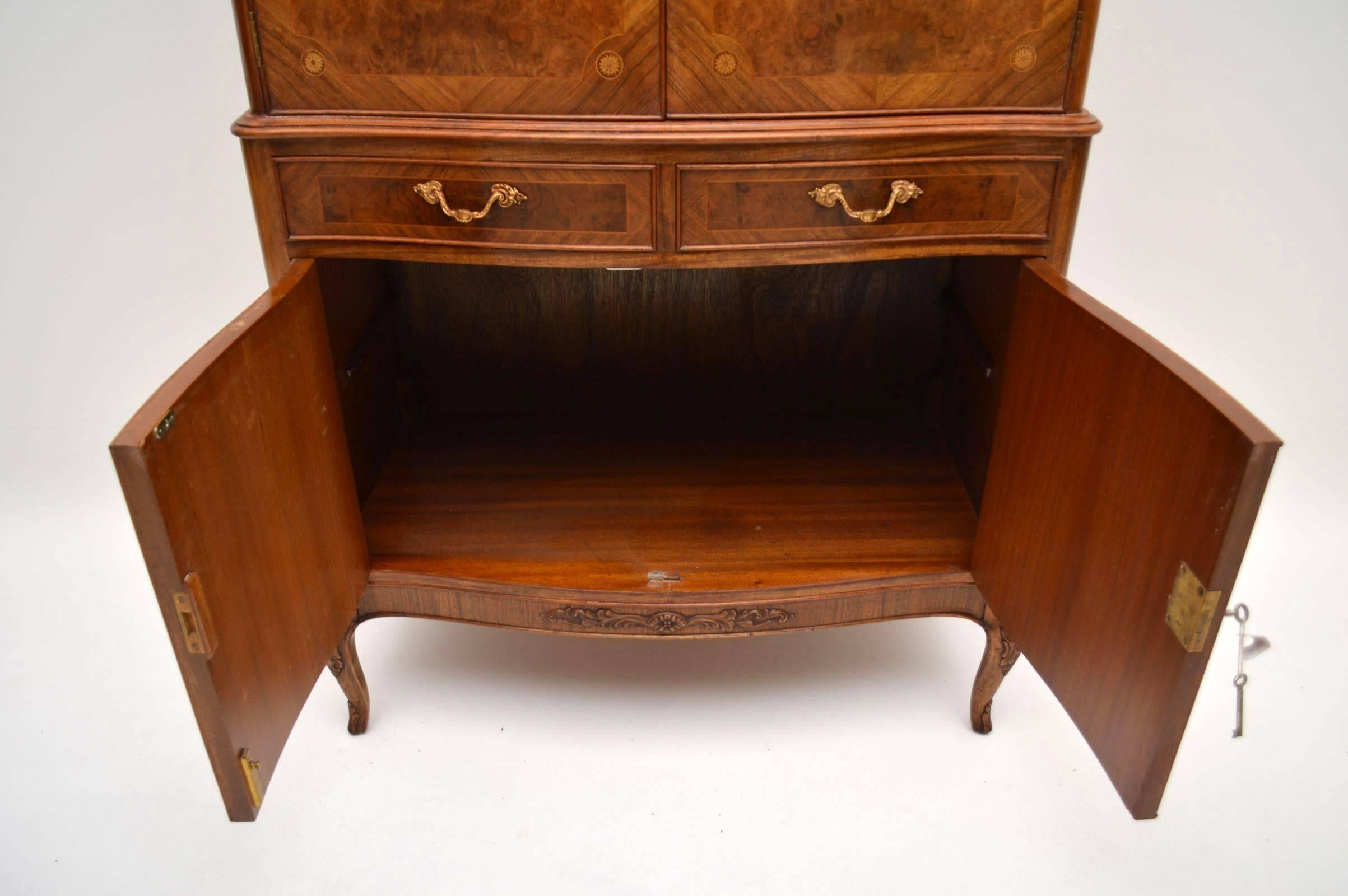 Antique French Burr Walnut and Marquetry Cocktail Cabinet 5