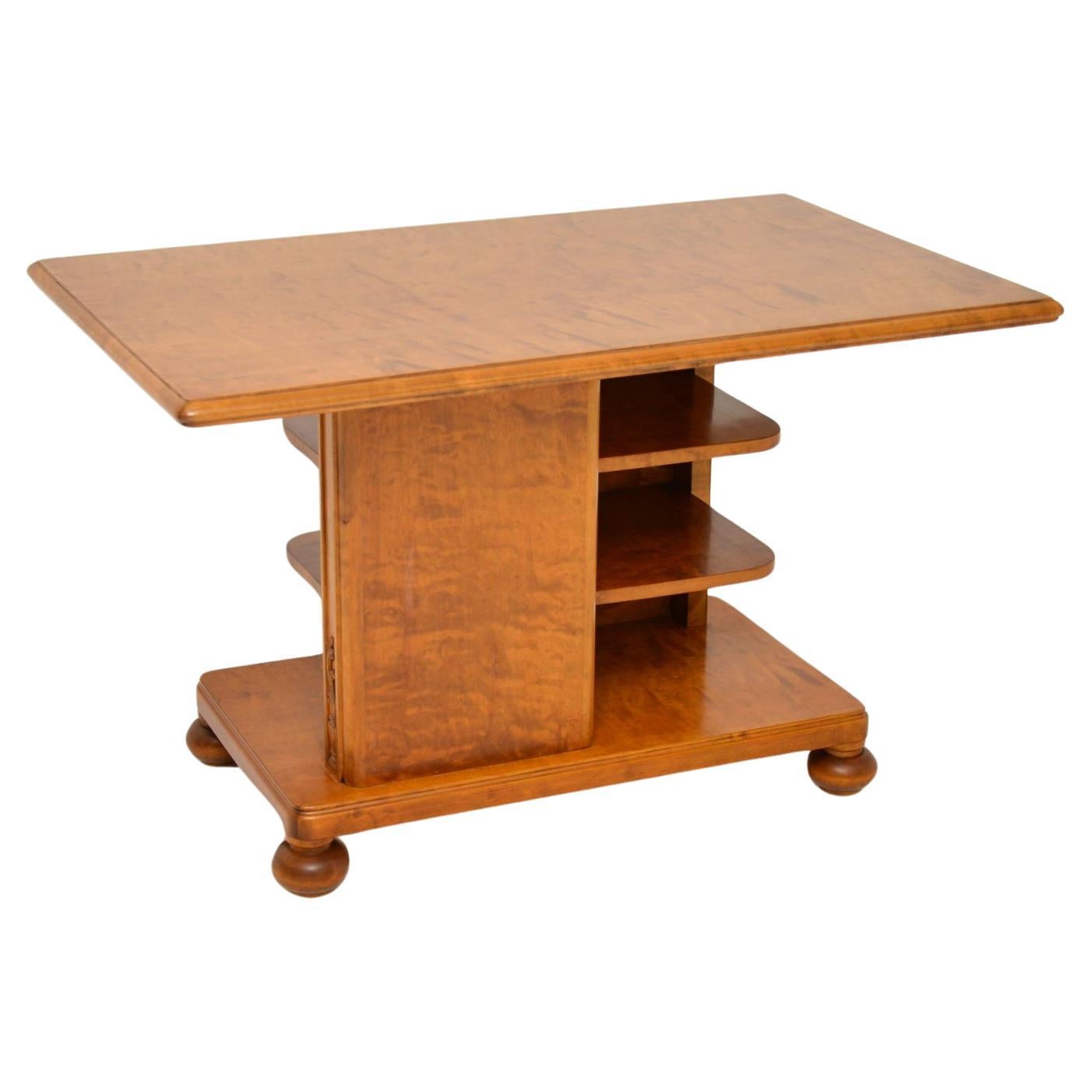 Antique Swedish Satin Birch Coffee / Library Table For Sale