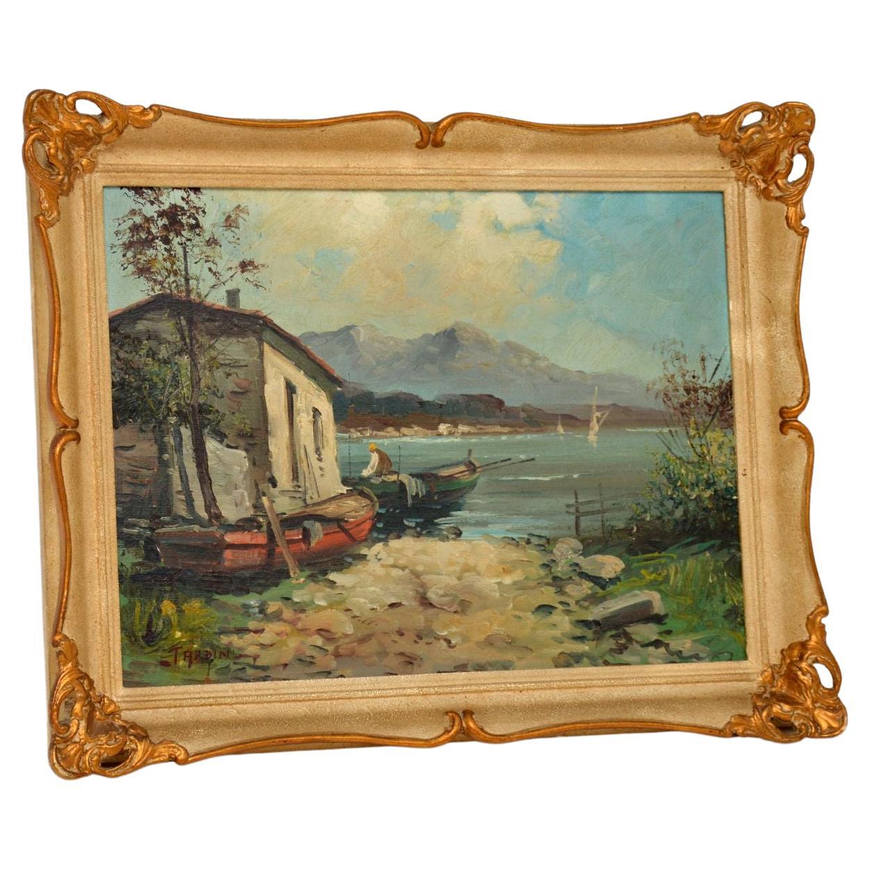 Antique Italian Landscape Oil Painting by 'Tardini'
