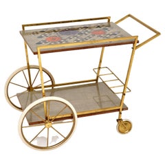 1960's Vintage Italian Brass Drinks Trolley
