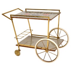 1960's Vintage Italian Brass Drinks Trolley