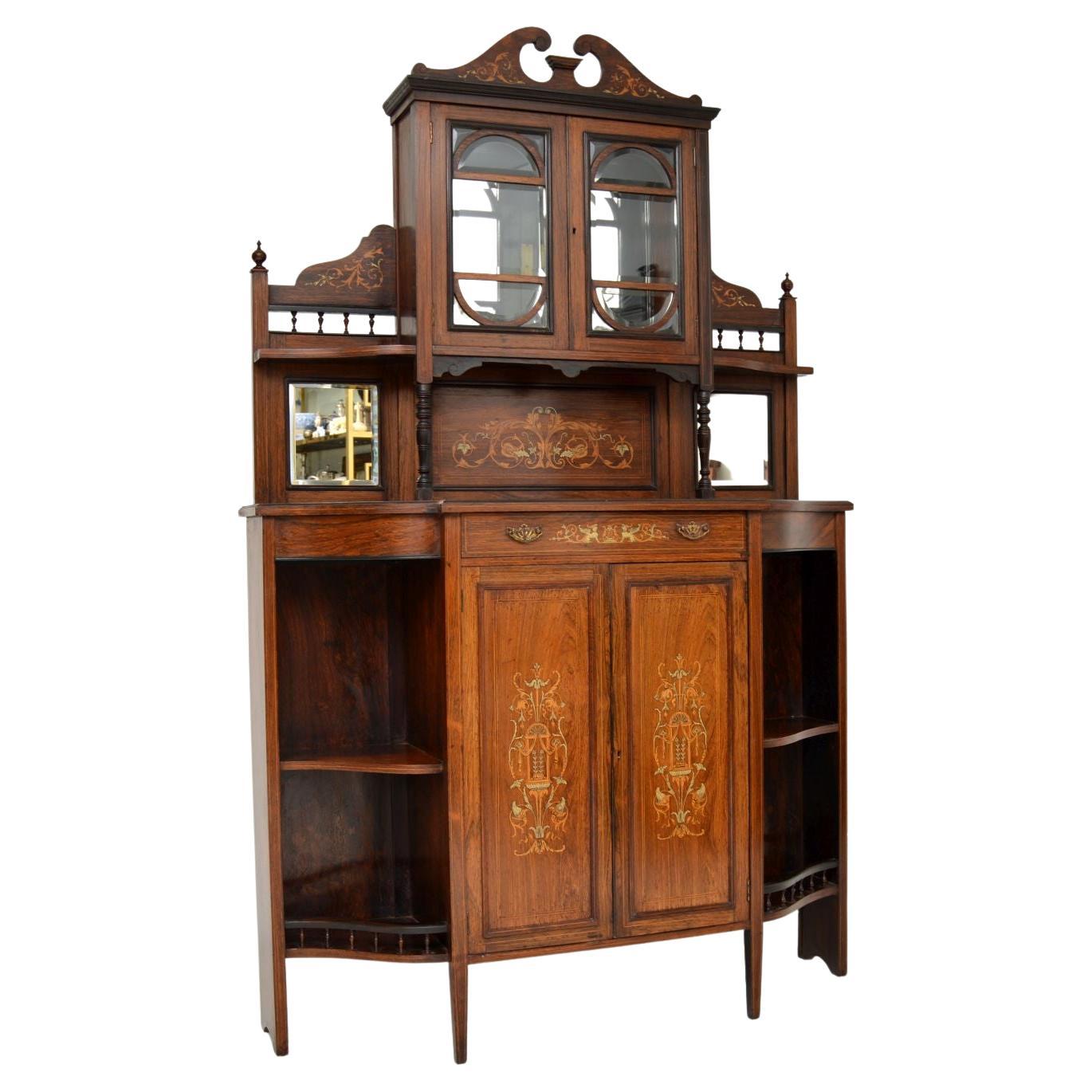 Antique Victorian Inlaid Chiffonier Cabinet