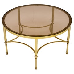 1960's Vintage French Brass & Glass Coffee Table