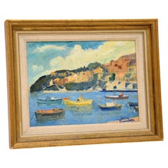Óleo antiguo de Ronald Ossory Dunlop RA - Escena portuaria
