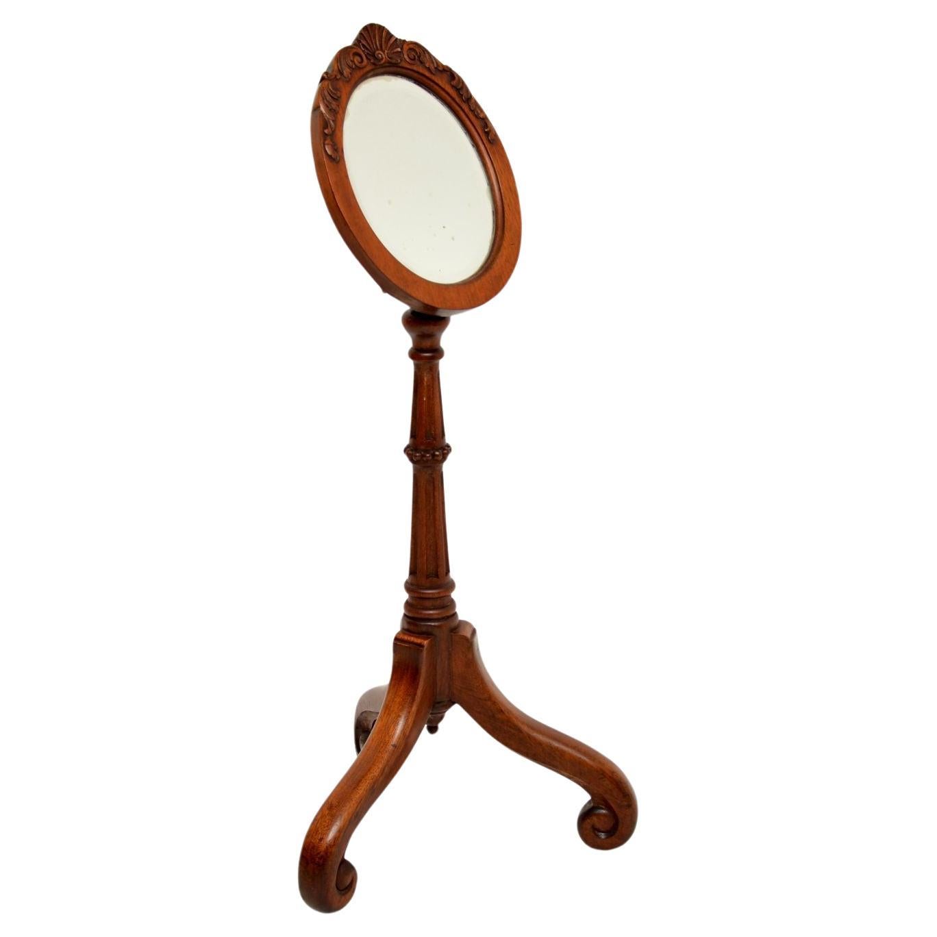 Antique Victorian Carved Shaving Mirror For Sale