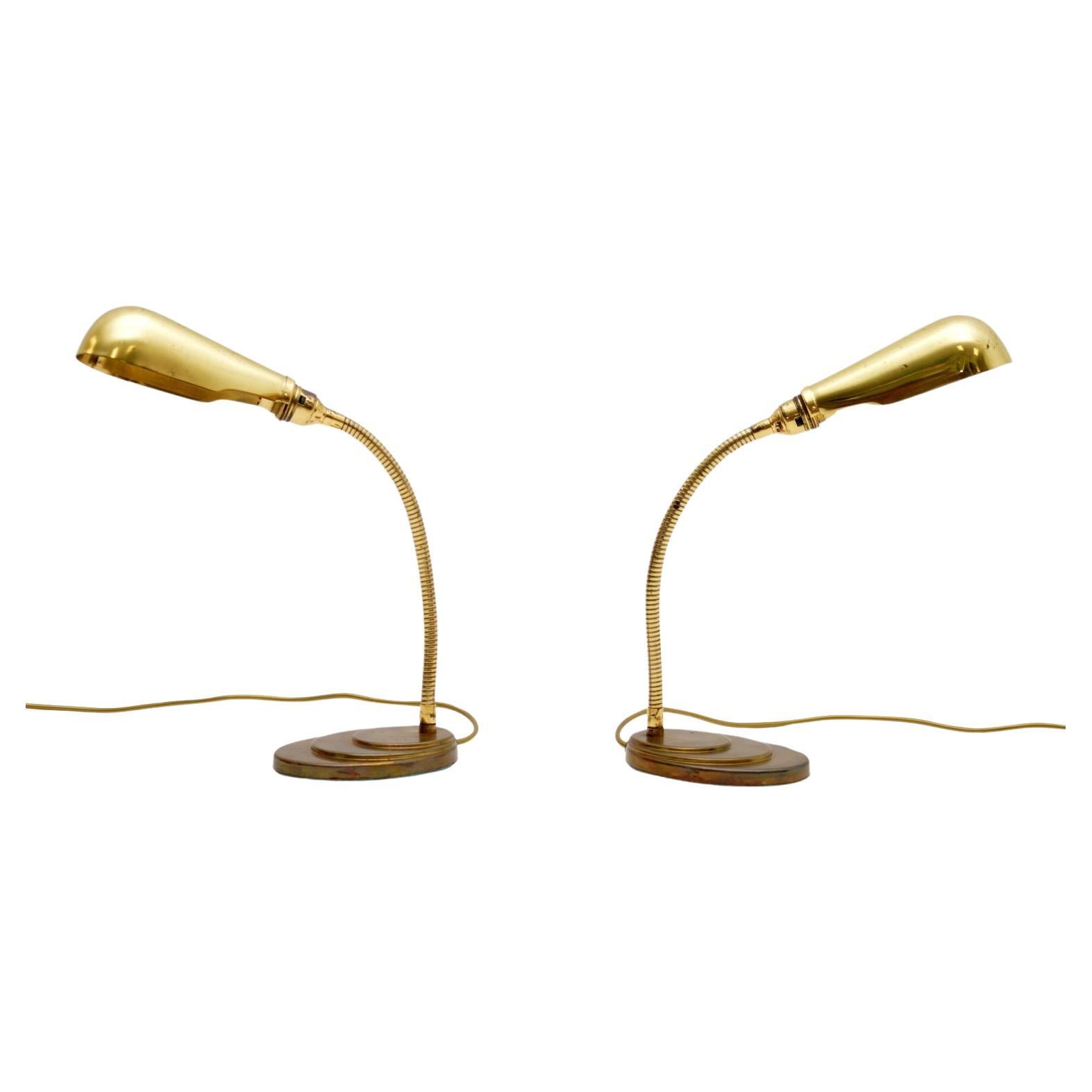 1960’s Pair of Vintage Brass Desk / Table Lamps For Sale