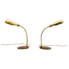 Coppia di lampade da tavolo e da scrivania in ottone vintage degli anni '60