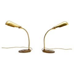 Paire de lampes de bureau en laiton des années 1960