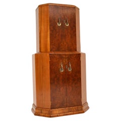 Antique Art Deco Burr Walnut Cocktail Cabinet