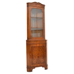 Antique Georgian Style Burr Walnut Corner Cabinet