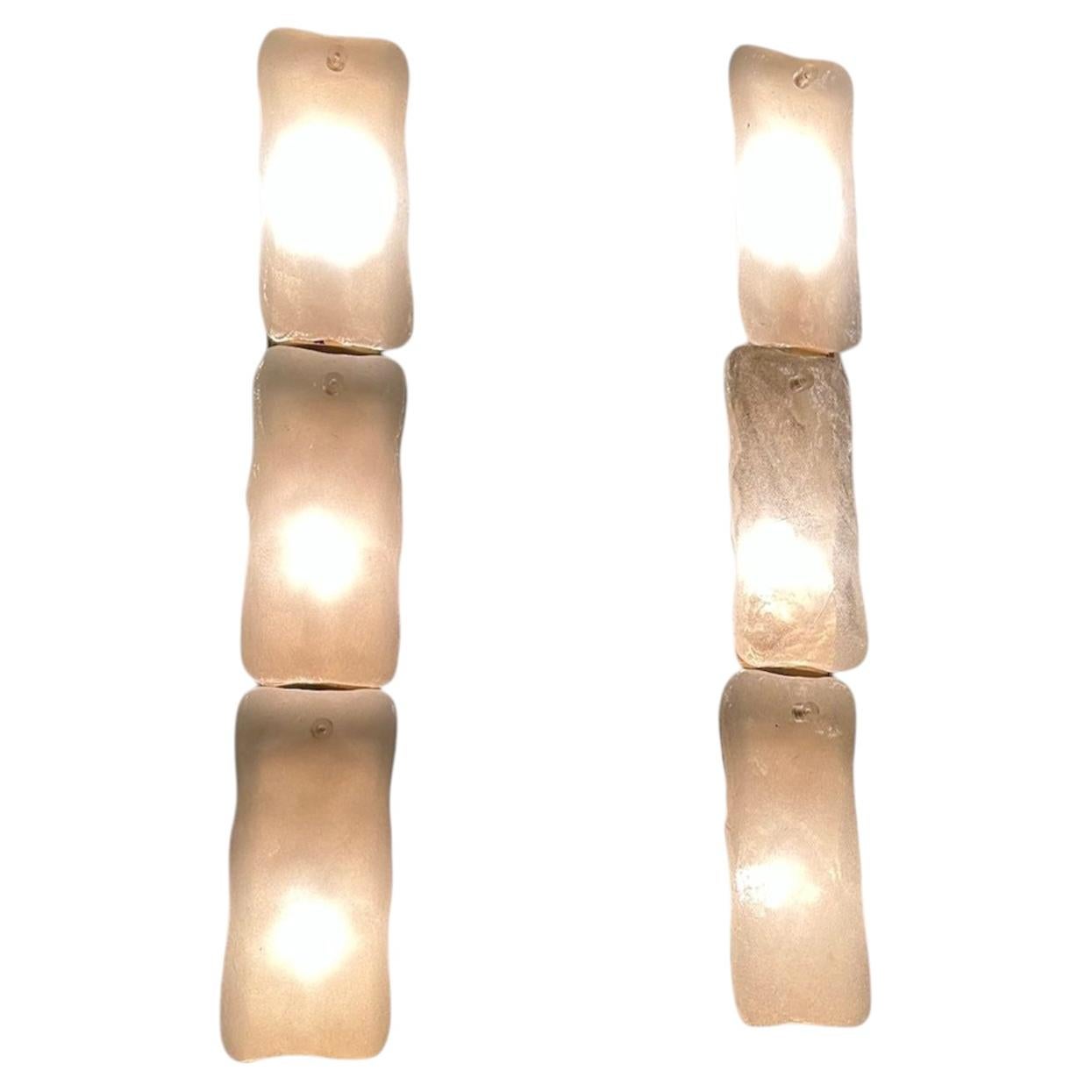 Pair of Vintage Glass Wall Sconce Lamps by Kaiser Leutchen