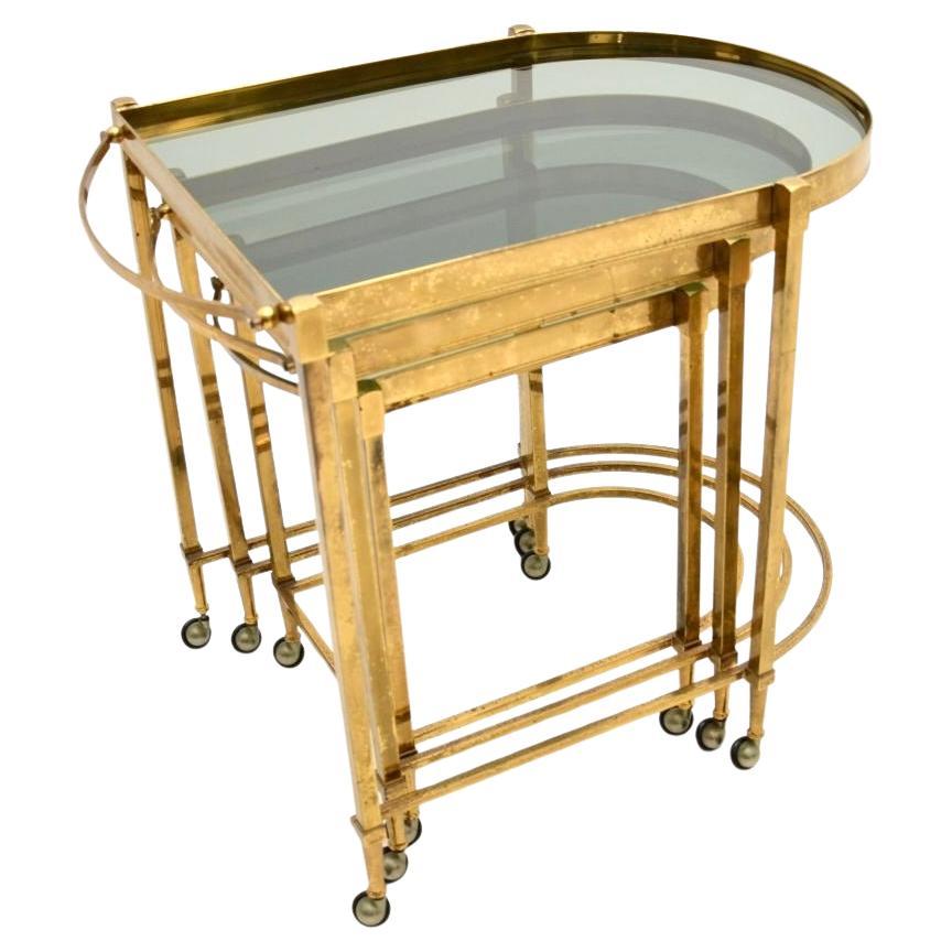 Vintage Italian Nest of Tables in Brass