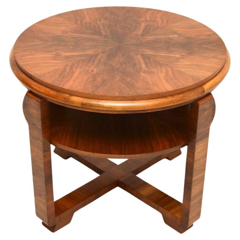 Grande table basse Art Déco en noyer figuré