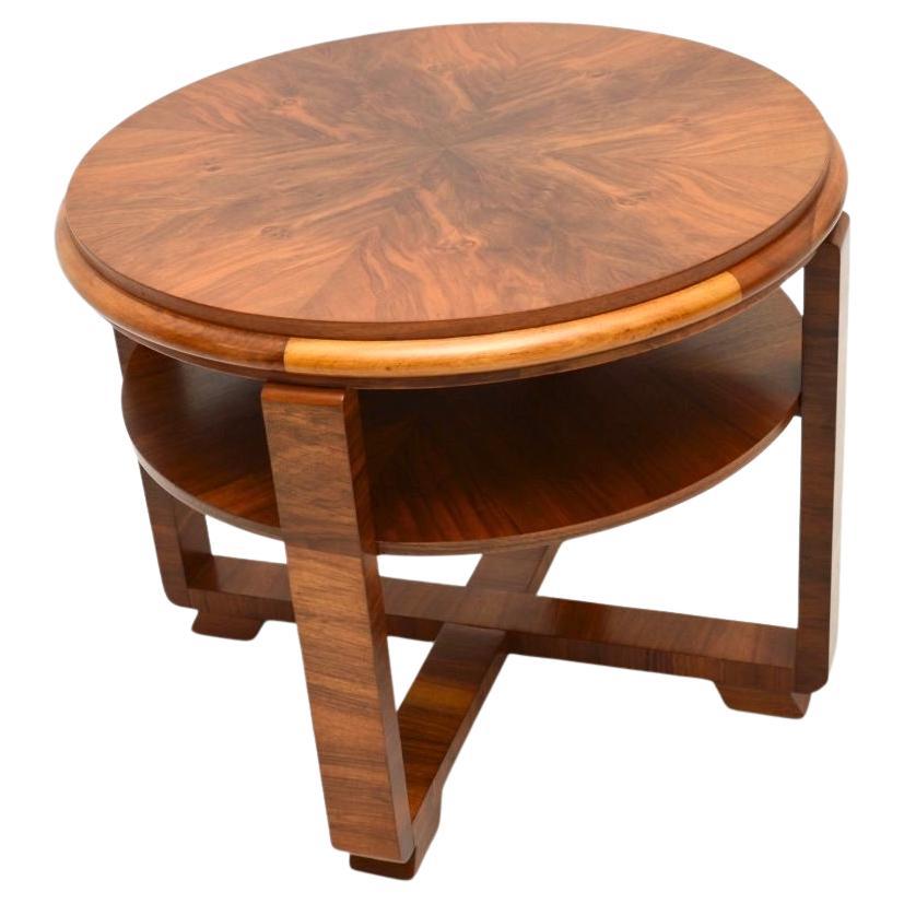 Grande table basse Art Déco en noyer figuré