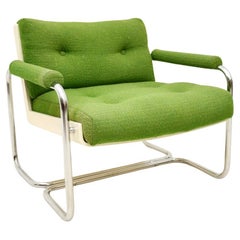 Vintage Tubular Steel Shell Back Midcentury Armchair