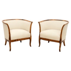 Pair of Used Swedish Satin Birch Armchairs