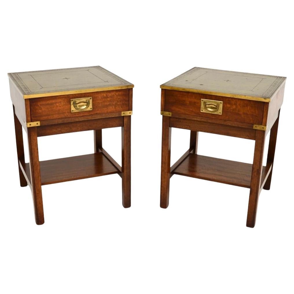 Pair of Antique Military Campaign Style Side Tables For Sale
