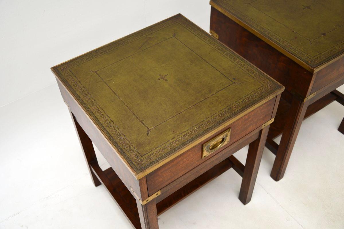 Brass Pair of Antique Military Campaign Style Side Tables For Sale