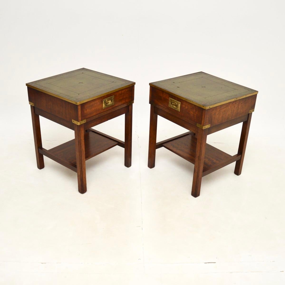British Pair of Antique Military Campaign Style Side Tables For Sale