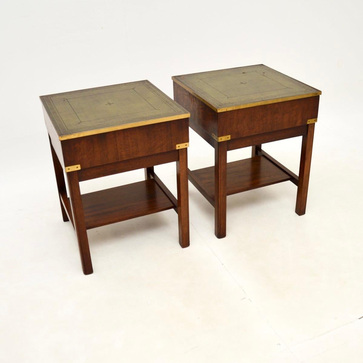 Mid-20th Century Pair of Antique Military Campaign Style Side Tables For Sale