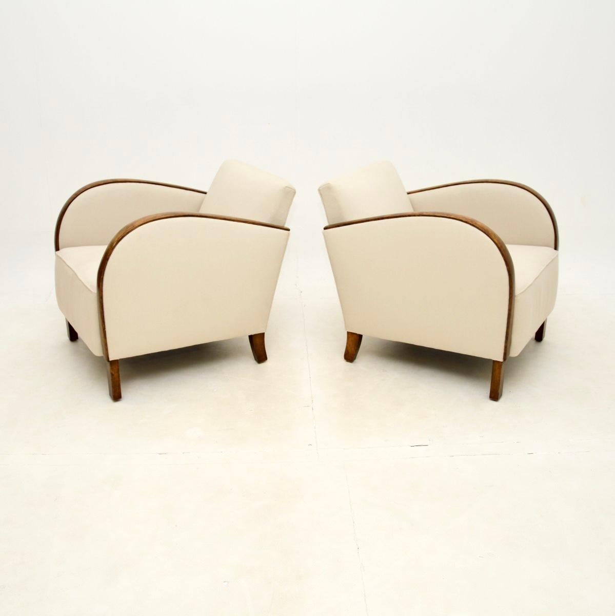 Art déco Paire de fauteuils Art Déco suédois en bouleau satiné en vente