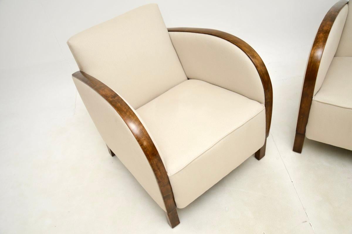 Paire de fauteuils Art Déco suédois en bouleau satiné Bon état - En vente à London, GB