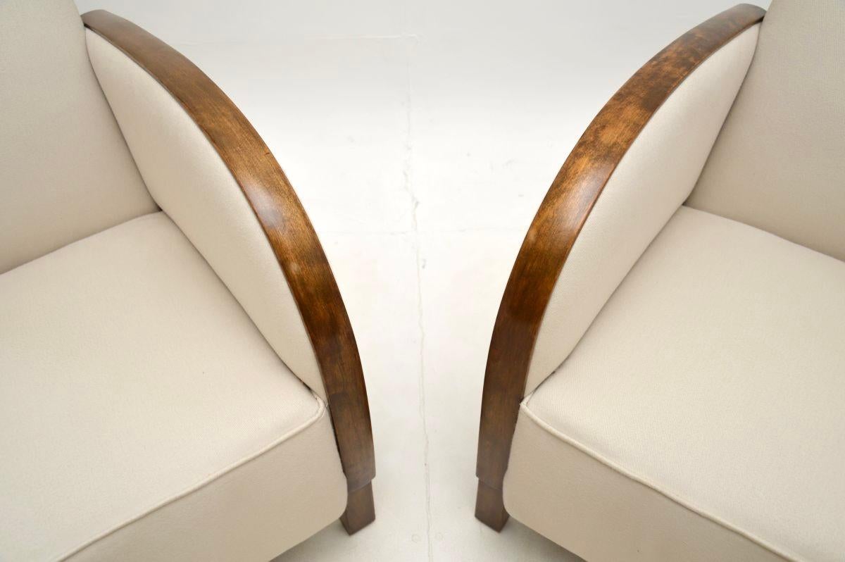 Coton Paire de fauteuils Art Déco suédois en bouleau satiné en vente