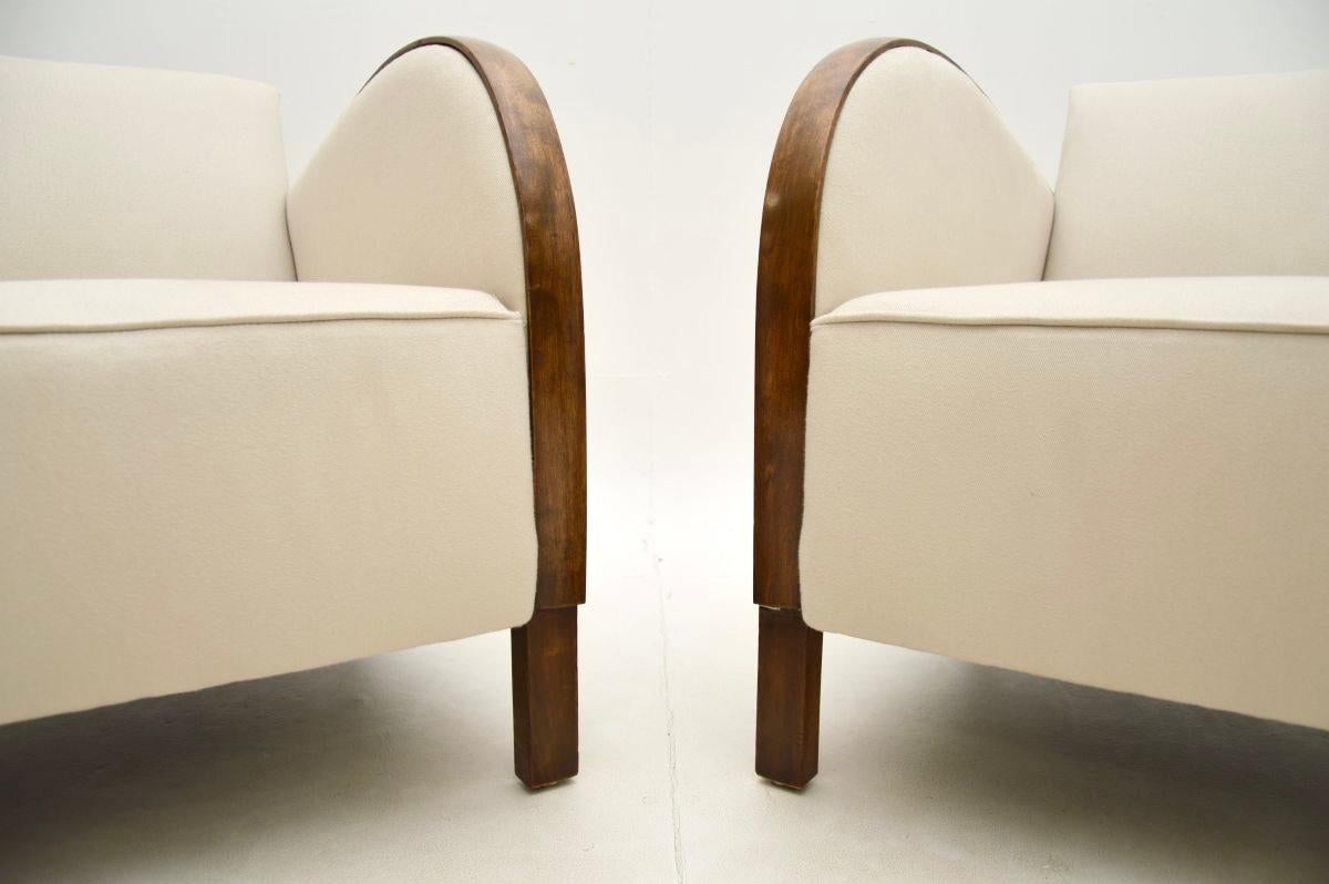 Paire de fauteuils Art Déco suédois en bouleau satiné en vente 1