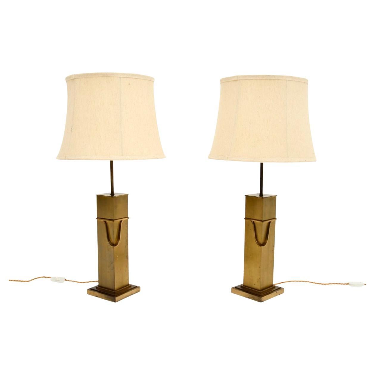 Paar Vintage Französisch Messing Tischlampen
